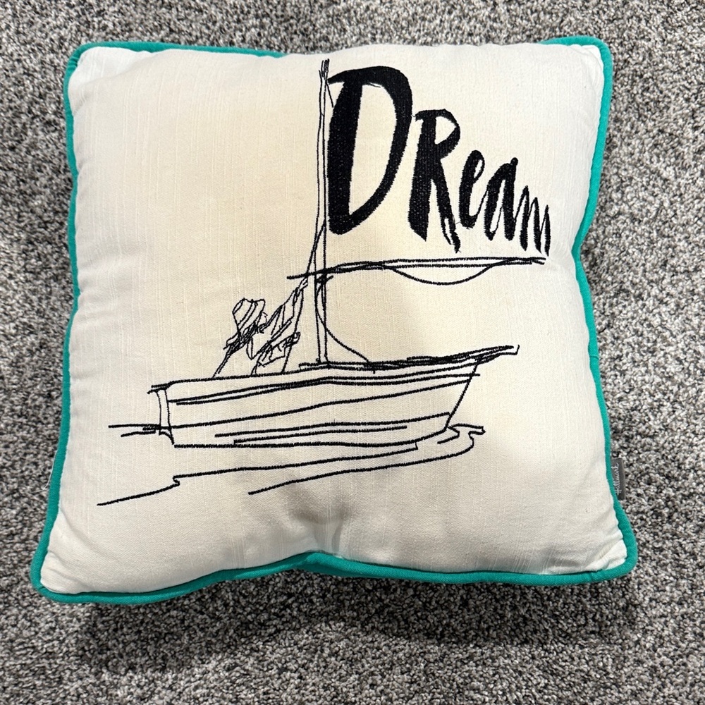 Dream Boat Embroidered Pillow